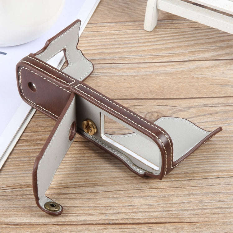 For FUJIFILM X100VI Glossy PU Leather Camera Half Case Base(Coffee)
