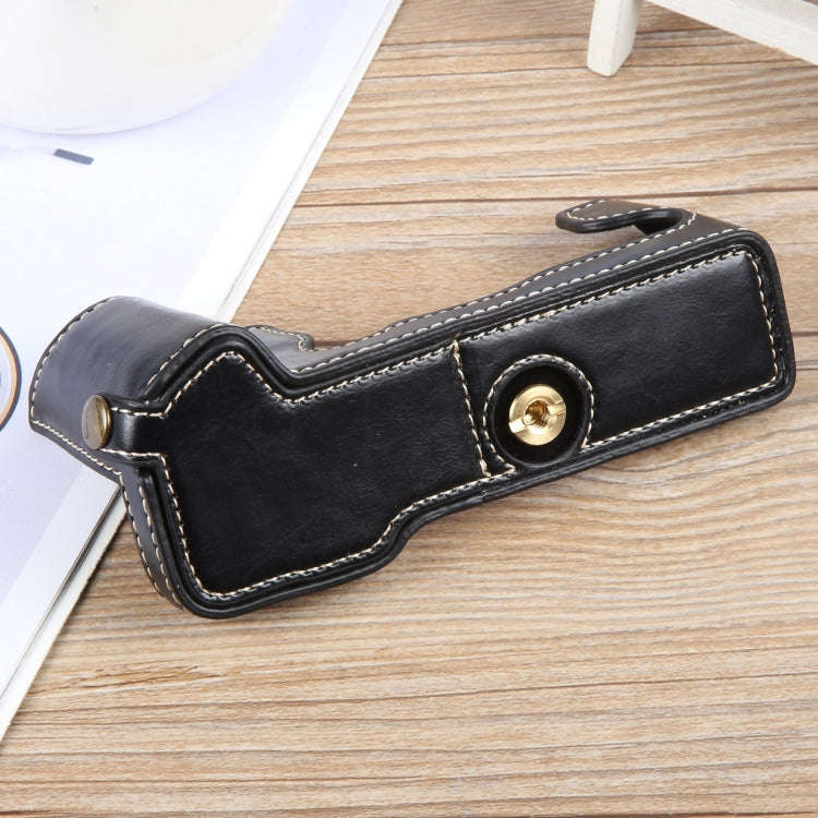 For FUJIFILM X-T5 Glossy PU Leather Camera Half Case Base(Black)