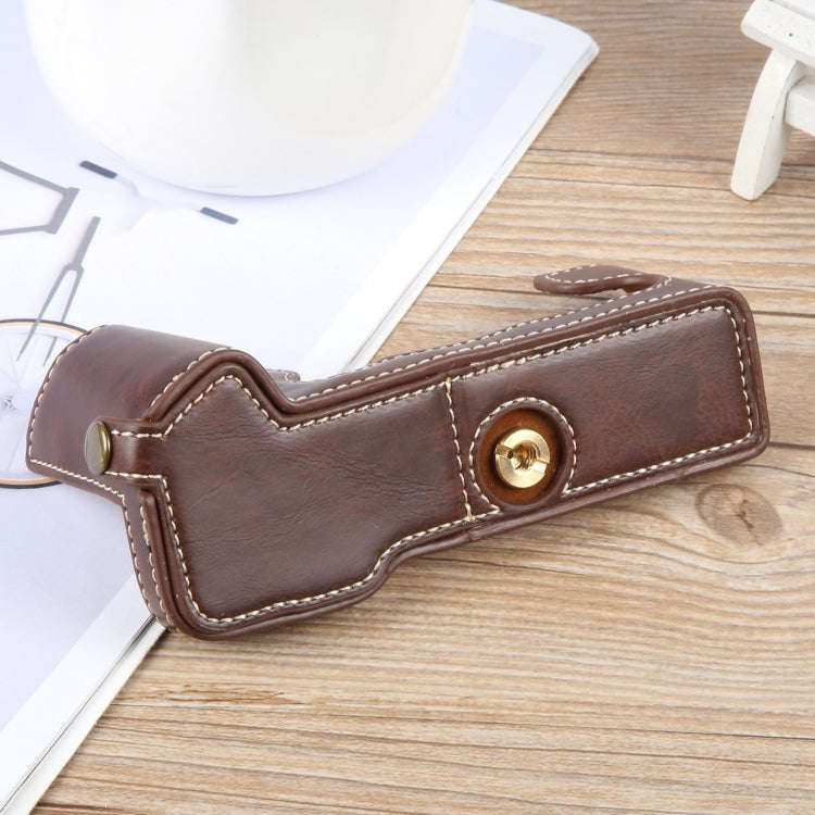For FUJIFILM X-T5 Glossy PU Leather Camera Half Case Base(Coffee)
