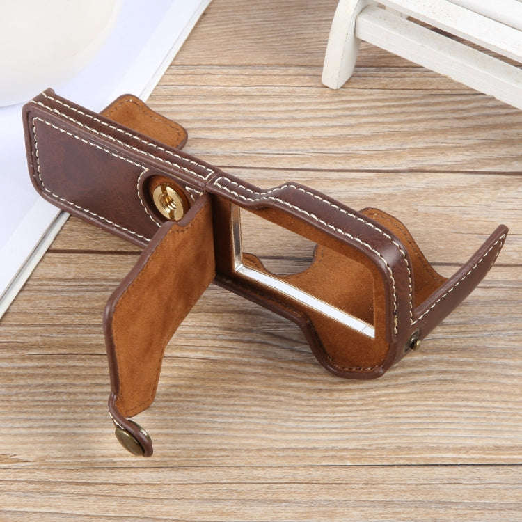 For FUJIFILM X-T5 Glossy PU Leather Camera Half Case Base(Coffee)