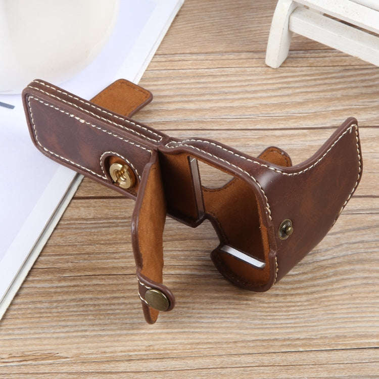 For Sony ILCE-7CM2 / Alpha 7C II Glossy PU Leather Camera Half Case Base(Coffee)
