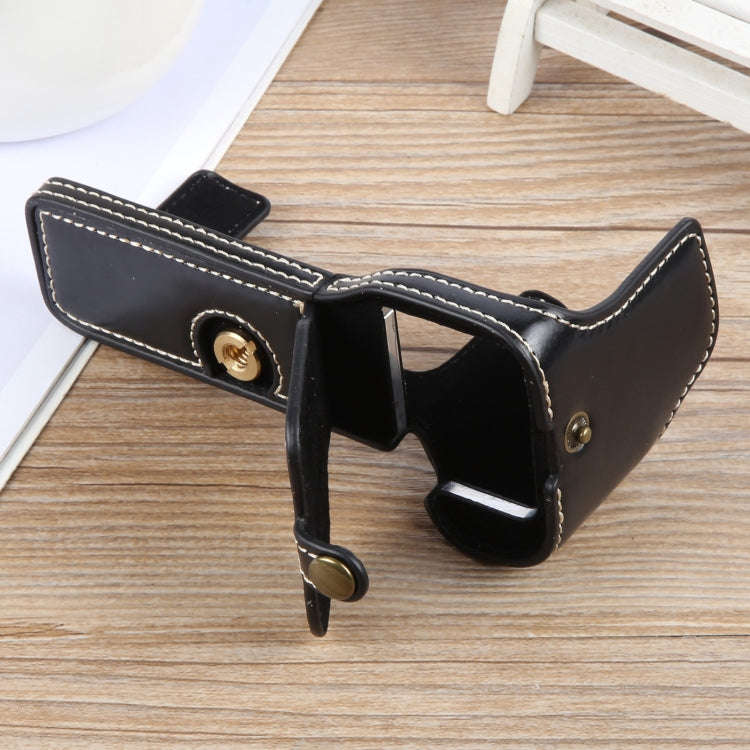 For Sony ILCE-7CM2 / Alpha 7C II Glossy PU Leather Camera Half Case Base(Black)