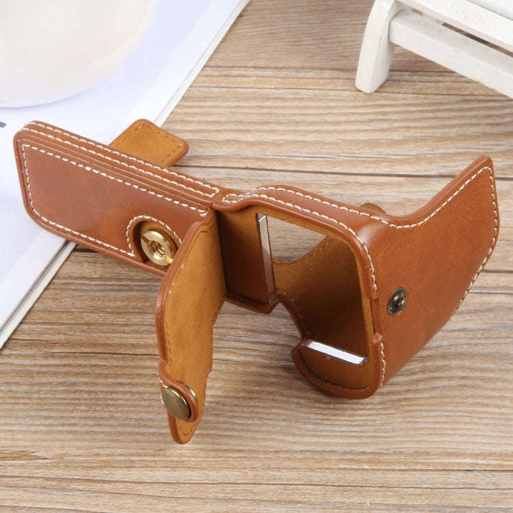 For Sony ILCE-7CM2 / Alpha 7C II Glossy PU Leather Camera Half Case Base(Brown)