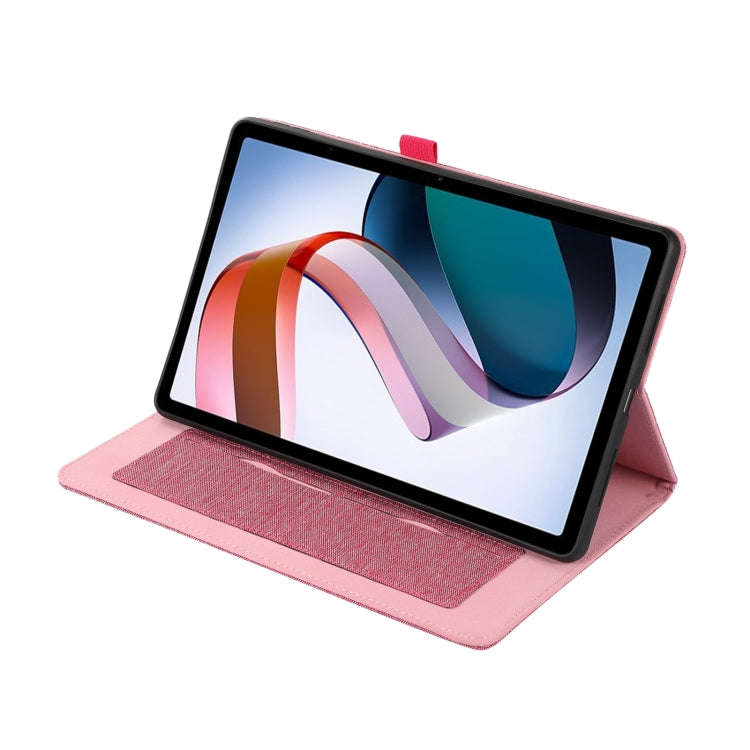 For OnePlus Pad Pro 12.1 Fabric Leather Tablet Case(Rose Red)