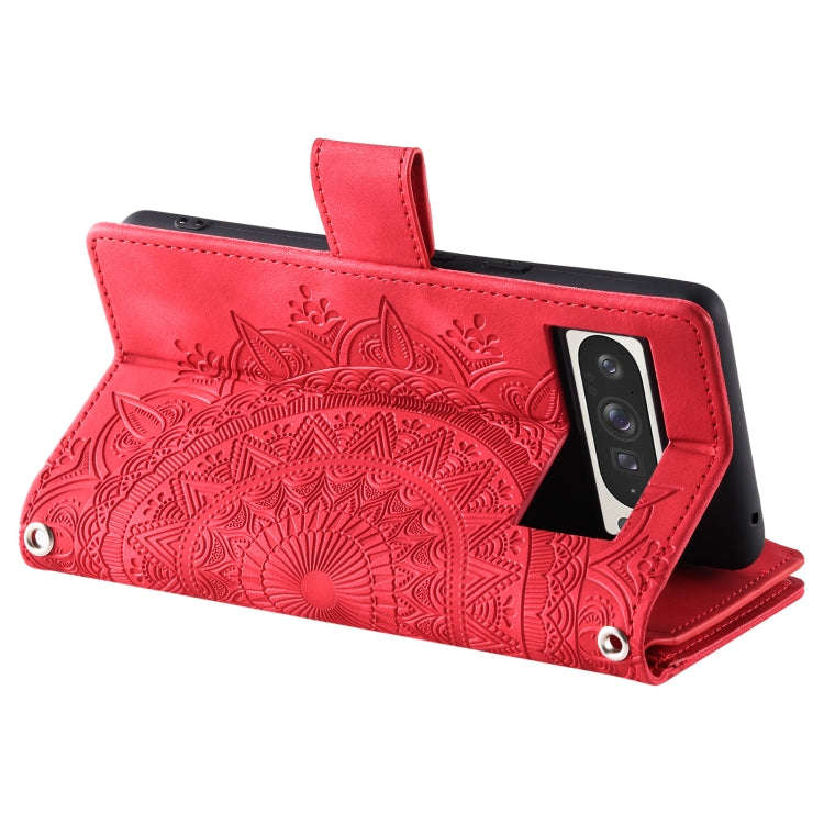 For Google Pixel 9 Pro XL Multi-Card Totem Zipper Leather Phone Case(Red)