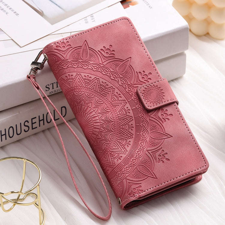 For Google Pixel 9 Pro XL Multi-Card Totem Zipper Leather Phone Case(Pink)