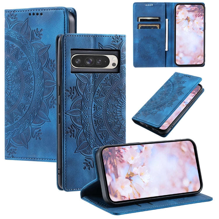 For Google Pixel 9 Pro XL Totem Embossed Magnetic Leather Phone Case(Blue)