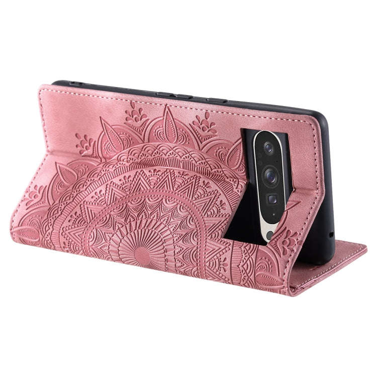 For Google Pixel 9 Pro XL Totem Embossed Magnetic Leather Phone Case(Rose Gold)