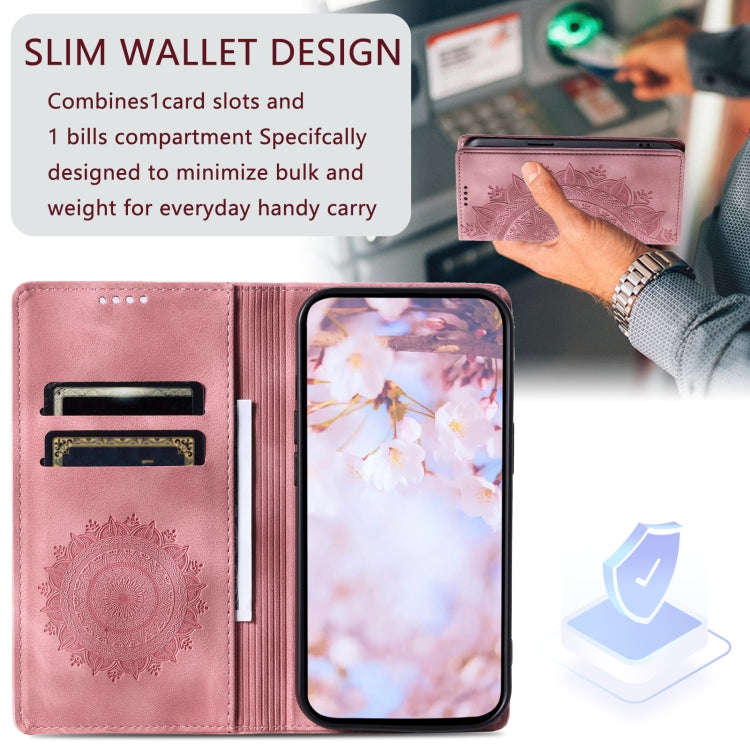 For Google Pixel 9 Pro XL Totem Embossed Magnetic Leather Phone Case(Rose Gold)
