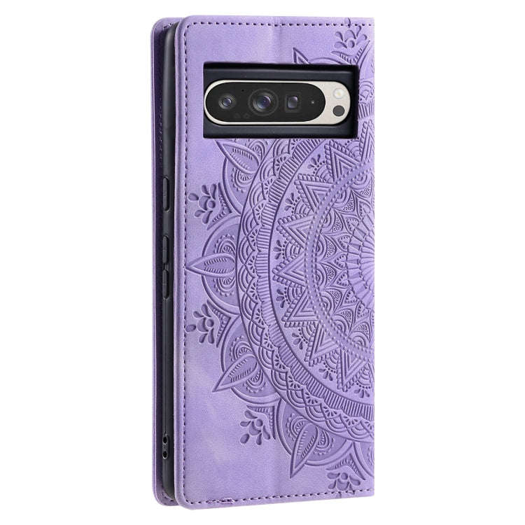 For Google Pixel 9 Pro XL Totem Embossed Magnetic Leather Phone Case(Purple)
