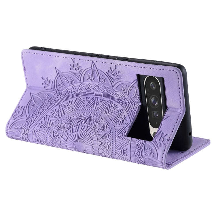 For Google Pixel 9 Pro XL Totem Embossed Magnetic Leather Phone Case(Purple)