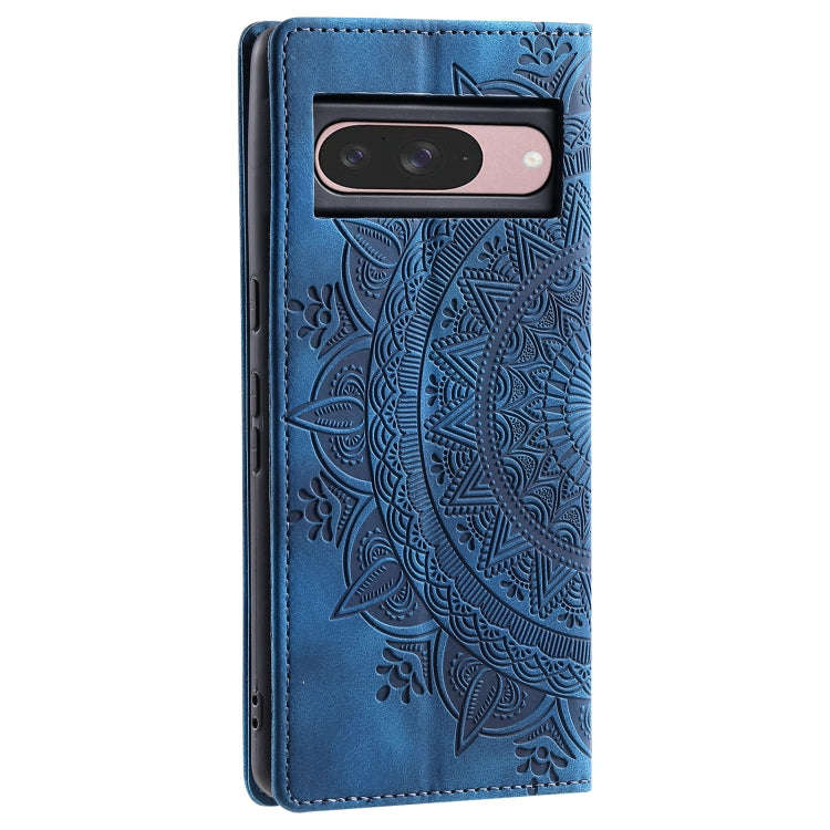 For Google Pixel 9 / 9 Pro Totem Embossed Magnetic Leather Phone Case(Blue)
