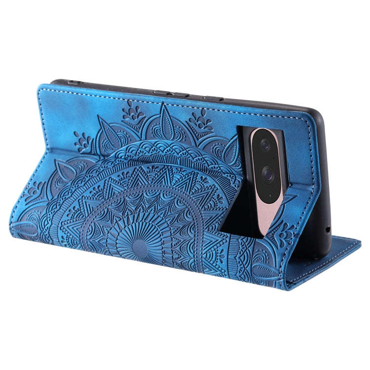 For Google Pixel 9 / 9 Pro Totem Embossed Magnetic Leather Phone Case(Blue)
