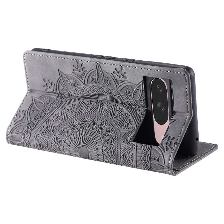 For Google Pixel 9 / 9 Pro Totem Embossed Magnetic Leather Phone Case(Grey)