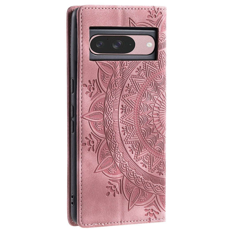 For Google Pixel 9 / 9 Pro Totem Embossed Magnetic Leather Phone Case(Rose Gold)