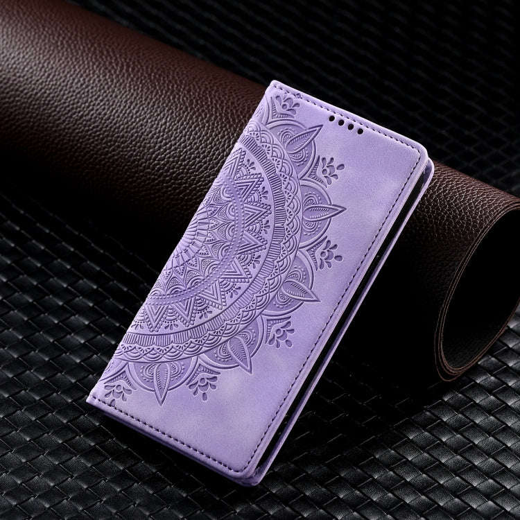For Google Pixel 9 / 9 Pro Totem Embossed Magnetic Leather Phone Case(Purple)