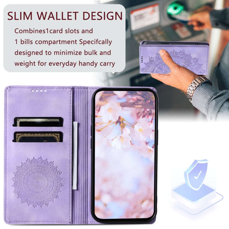 For Google Pixel 9 / 9 Pro Totem Embossed Magnetic Leather Phone Case(Purple)