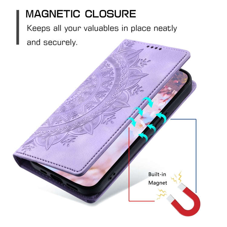 For Google Pixel 9 / 9 Pro Totem Embossed Magnetic Leather Phone Case(Purple)
