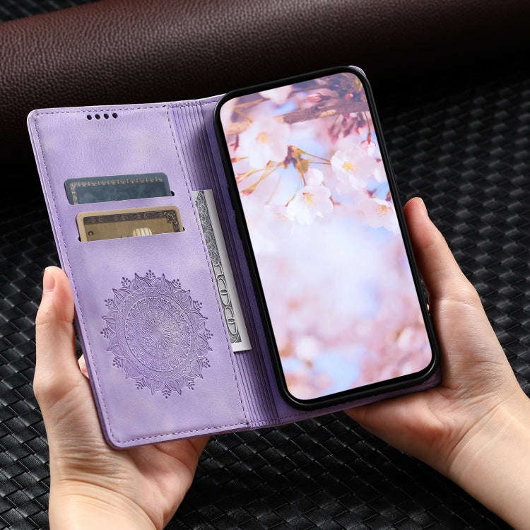 For Google Pixel 9 / 9 Pro Totem Embossed Magnetic Leather Phone Case(Purple)