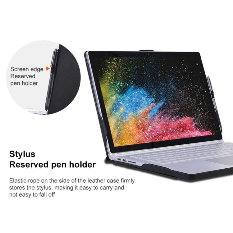 For Microsoft Surface Book 13.5 inch i7 Deformation All-inclusive Leather Laptop Case(Black)