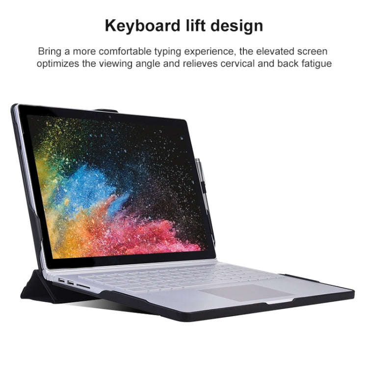 For Microsoft Surface Book 13.5 inch i7 Deformation All-inclusive Leather Laptop Case(Black)