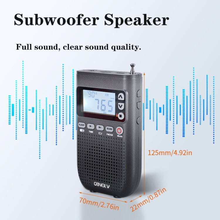 QINGLV QL-518 Portable Bluetooth Transmitter Radio Support FM / AM / MP3(Black)