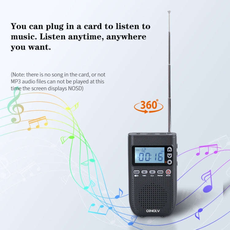 QINGLV QL-518 Portable Bluetooth Transmitter Radio Support FM / AM / MP3(Black)