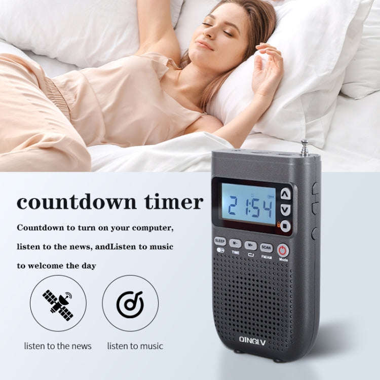 QINGLV QL-518 Portable Bluetooth Transmitter Radio Support FM / AM / MP3(Black)