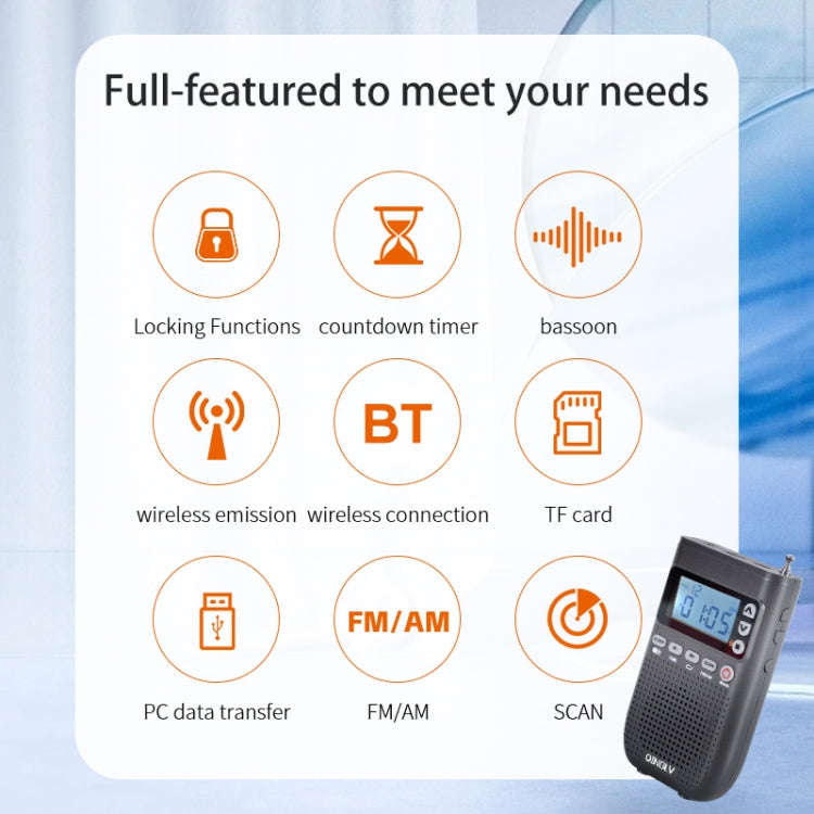 QINGLV QL-518 Portable Bluetooth Transmitter Radio Support FM / AM / MP3(Black)