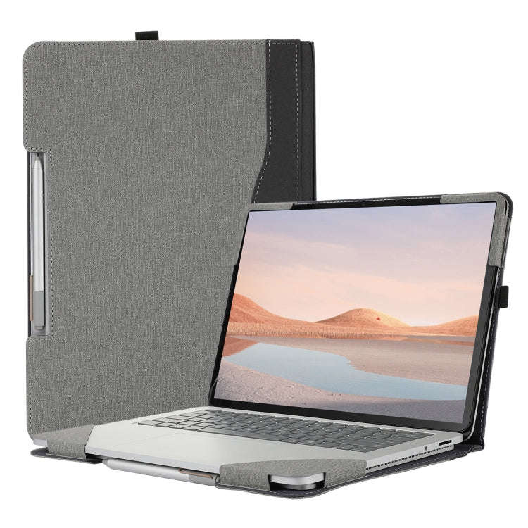 For Microsoft Surface Laptop Studio 2 Cotton Cloth Texture Leather Laptop Protective Case(Light G...