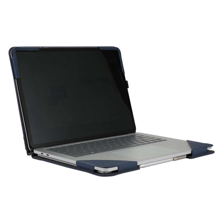 For Microsoft Surface Laptop Studio 2 Herringbone Texture Leather Laptop Protective Case(Dark Blue)