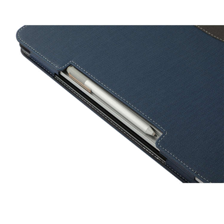 For Microsoft Surface Laptop Studio 2 Herringbone Texture Leather Laptop Protective Case(Dark Blue)