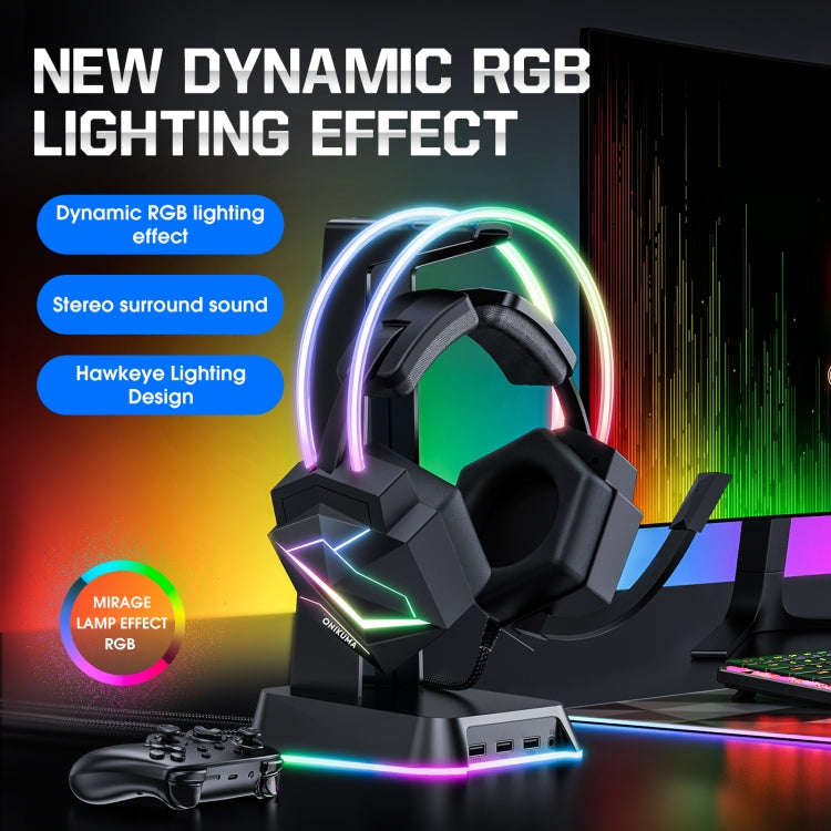 ONIKUMA X20 RGB Colorful Head-mounted Wired Gaming Earphone, Length: 1.8m