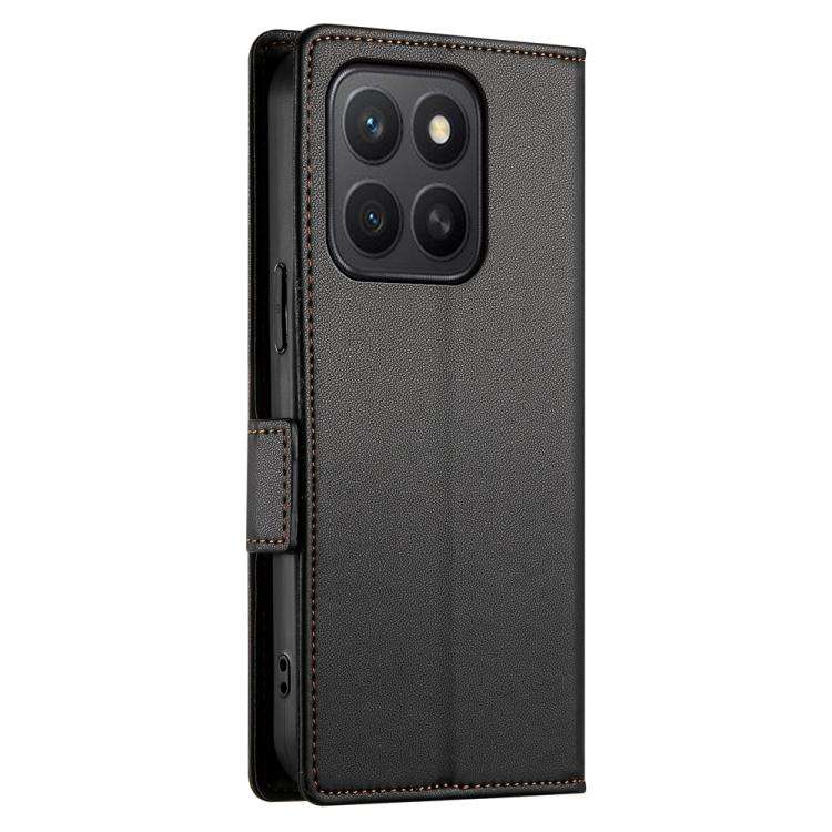 For Honor X8c 4G Side Buckle Magnetic Frosted Leather Phone Case(Black)