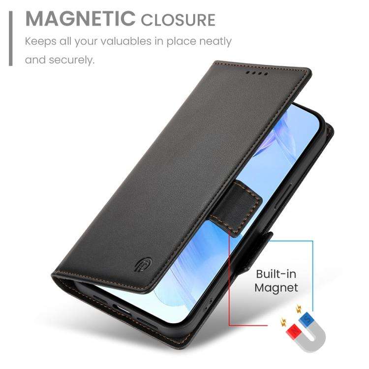 For Honor X8c 4G Side Buckle Magnetic Frosted Leather Phone Case(Black)