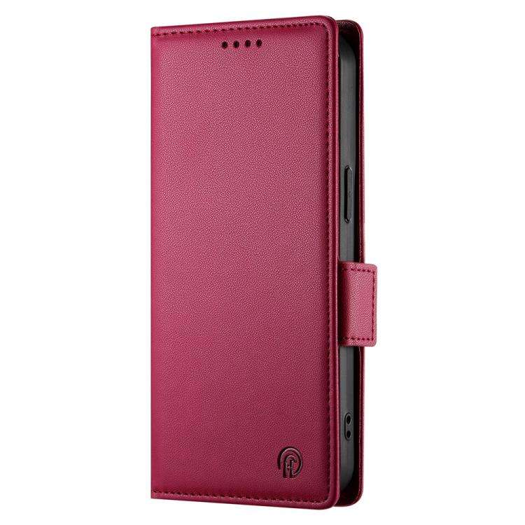 For Honor X8c 4G Side Buckle Magnetic Frosted Leather Phone Case(Wine Red)