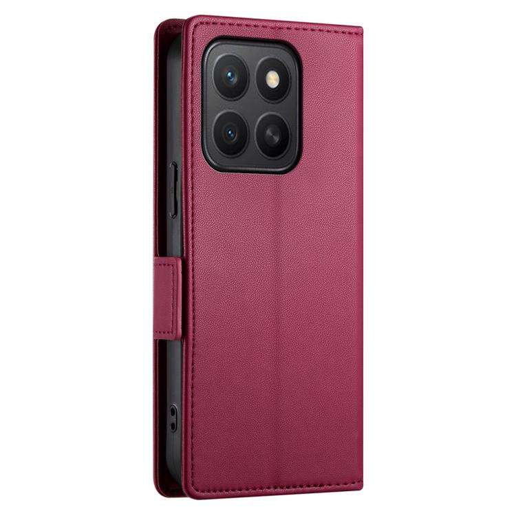 For Honor X8c 4G Side Buckle Magnetic Frosted Leather Phone Case(Wine Red)