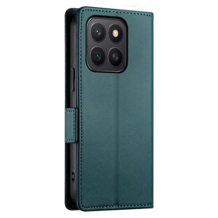 For Honor X8c 4G Side Buckle Magnetic Frosted Leather Phone Case(Dark Green)