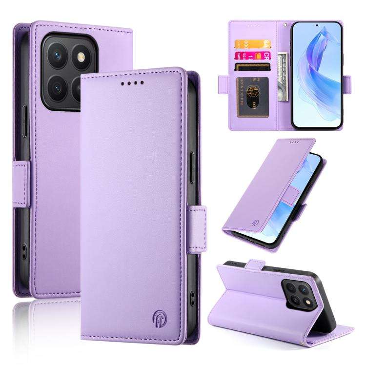 For Honor X8c 4G Side Buckle Magnetic Frosted Leather Phone Case(Purple)