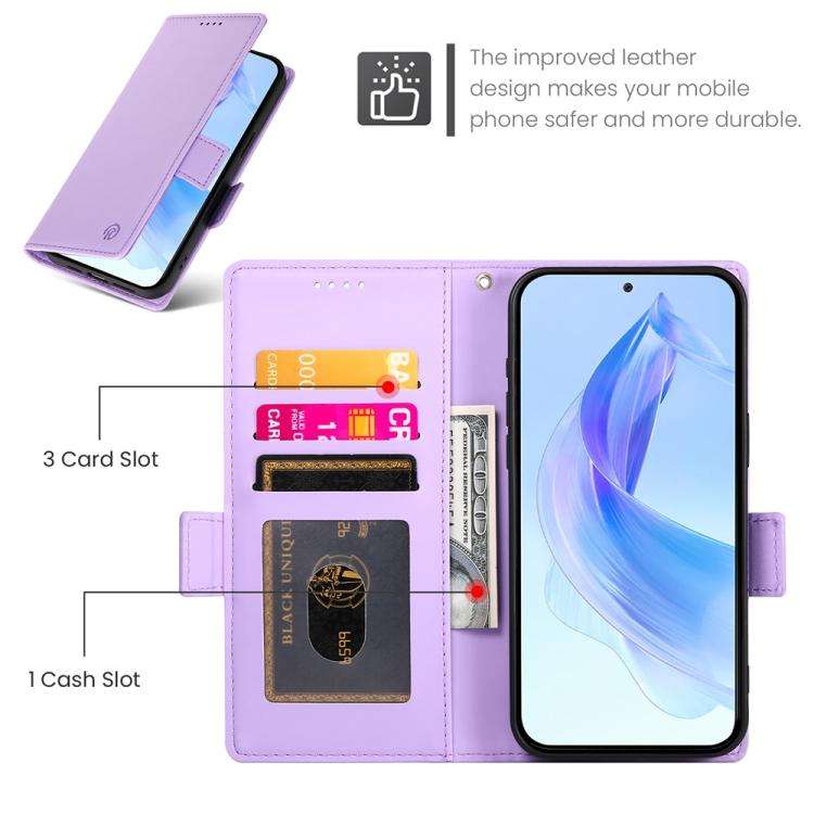 For Honor X8c 4G Side Buckle Magnetic Frosted Leather Phone Case(Purple)