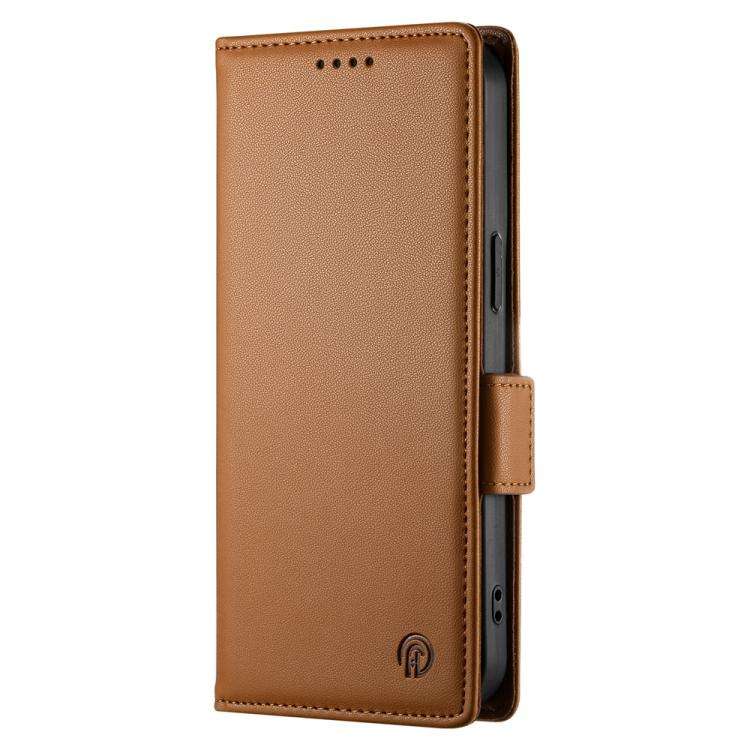 For Honor X8c 4G Side Buckle Magnetic Frosted Leather Phone Case(Brown)