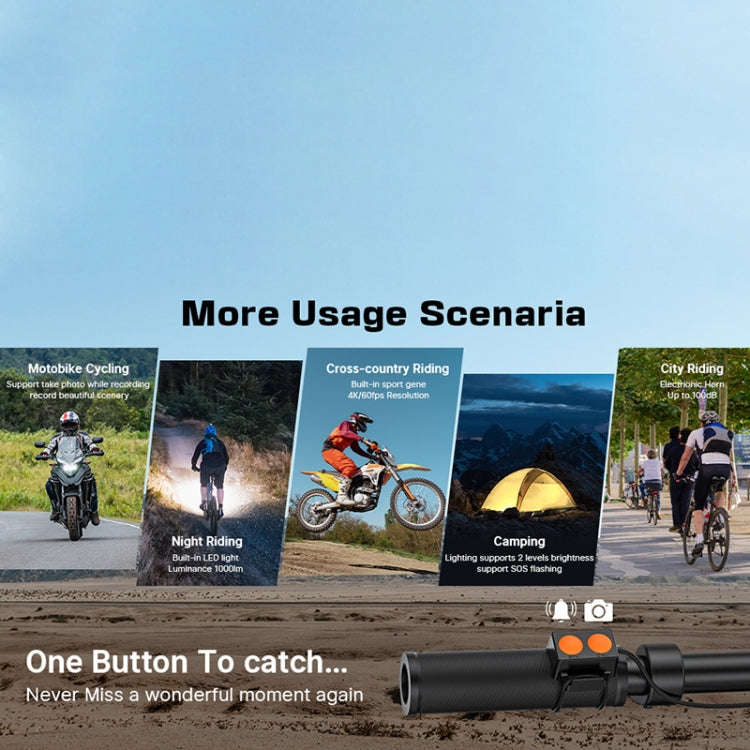 C3 Pro 2 inch IPS Color Screen IPX5 Waterproof Video Recording Lighting Cycling Camera(Black)