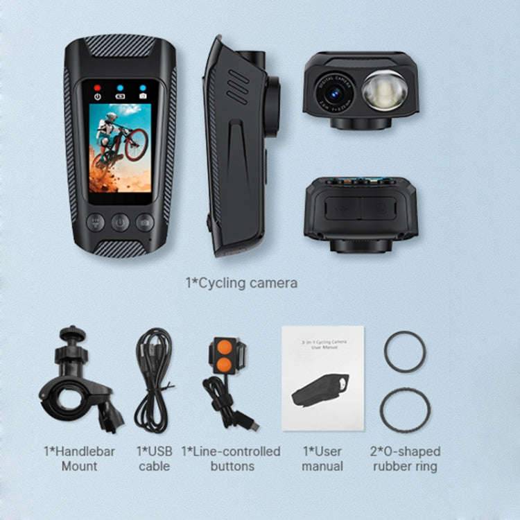 C3 Pro 2 inch IPS Color Screen IPX5 Waterproof Video Recording Lighting Cycling Camera(Black)