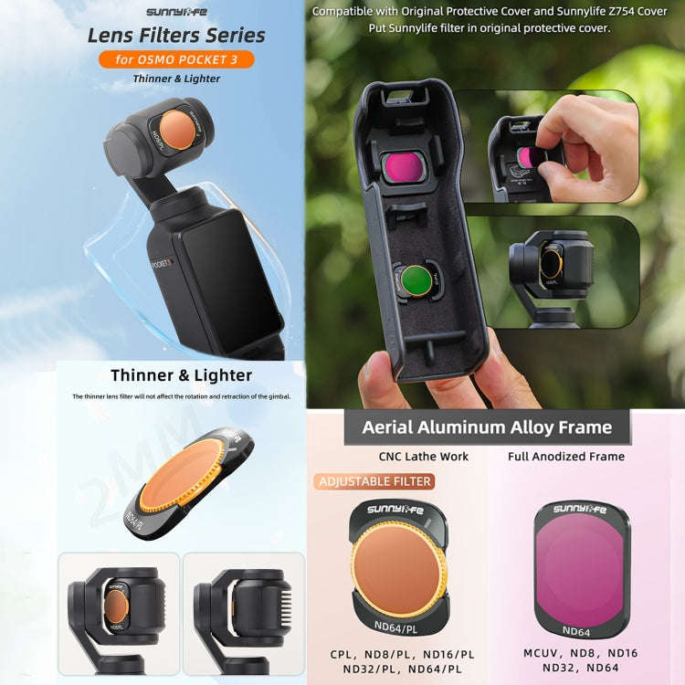 For DJI Osmo Pocket 3 Sunnylife Camera Lens Magnetic Metal Filter, No Impact On Gimbal Reset, Fil...