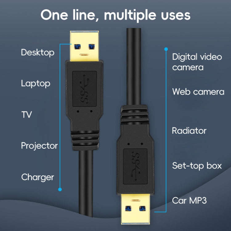 USB 3.0 Male To USB 3.0 Male Double End USB Cable, Length:0.3m(Black)