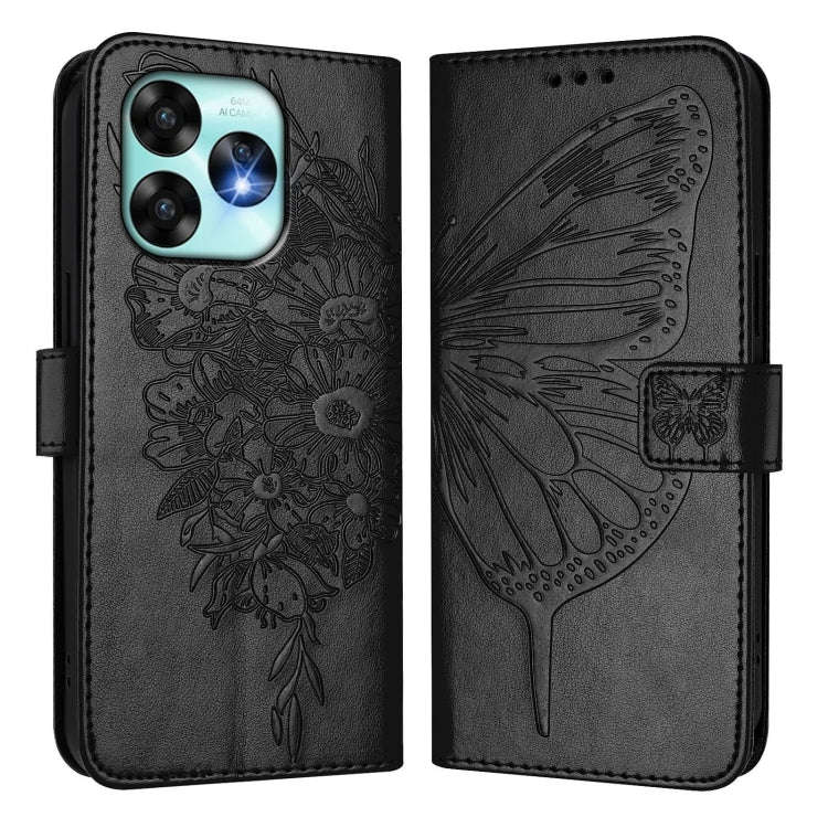 For UMIDIGI A15 / A15C / A15T Embossed Butterfly Leather Phone Case(Black)