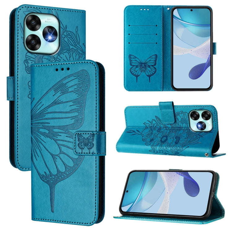 For UMIDIGI A15 / A15C / A15T Embossed Butterfly Leather Phone Case(Blue)