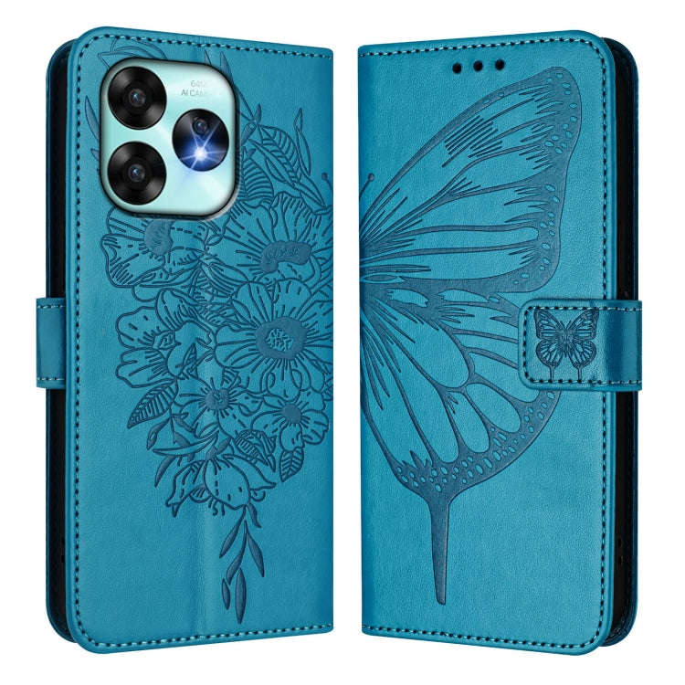 For UMIDIGI A15 / A15C / A15T Embossed Butterfly Leather Phone Case(Blue)