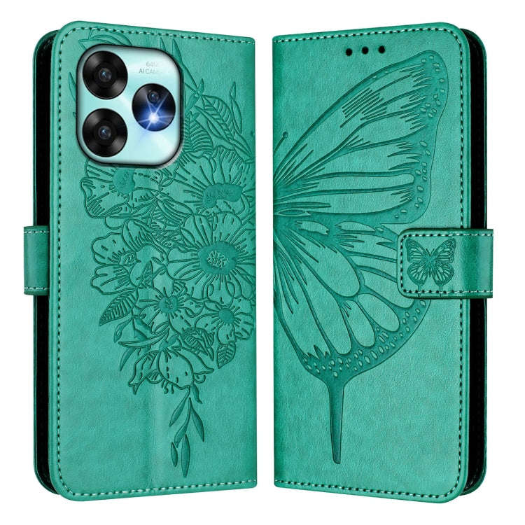 For UMIDIGI A15 / A15C / A15T Embossed Butterfly Leather Phone Case(Green)
