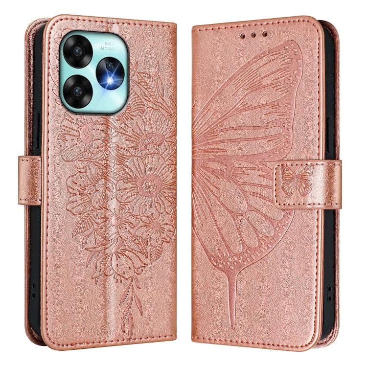 For UMIDIGI A15 / A15C / A15T Embossed Butterfly Leather Phone Case(Rose Gold)